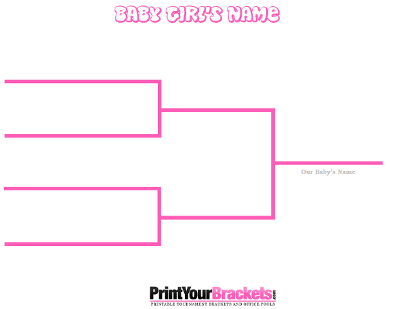 Printable 4 Name Baby girl Tournament Bracket