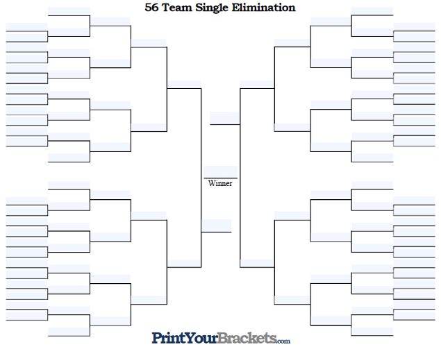 Fillable 56 Team Single Elimination Tournament Bracket
