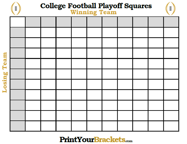 College Football Playoffs Square Grid Office Pool