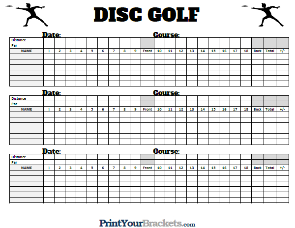 9 Hole Disc Golf Scorecard Template