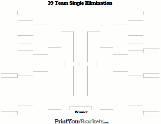 39 Team Single Elimination Bracket