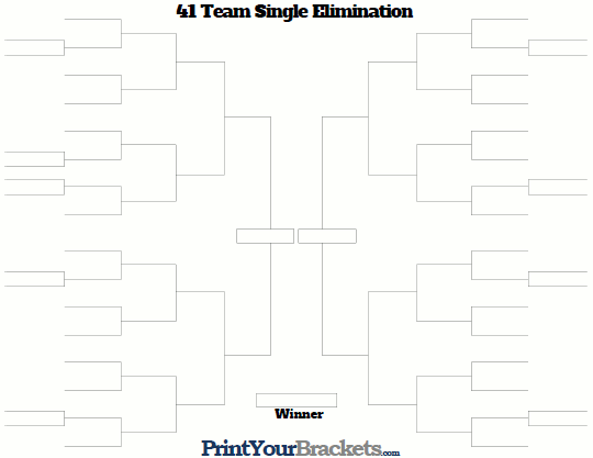 41 Team Single Elimination Bracket