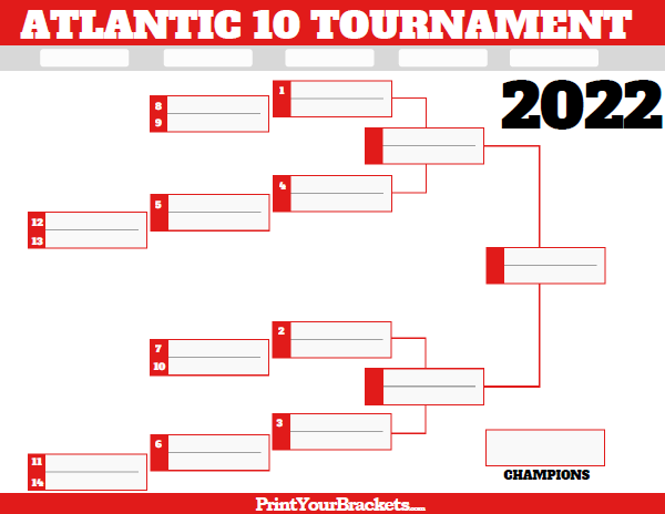 Atlantic 10 Conference Tournament Bracket 2021 - Printable