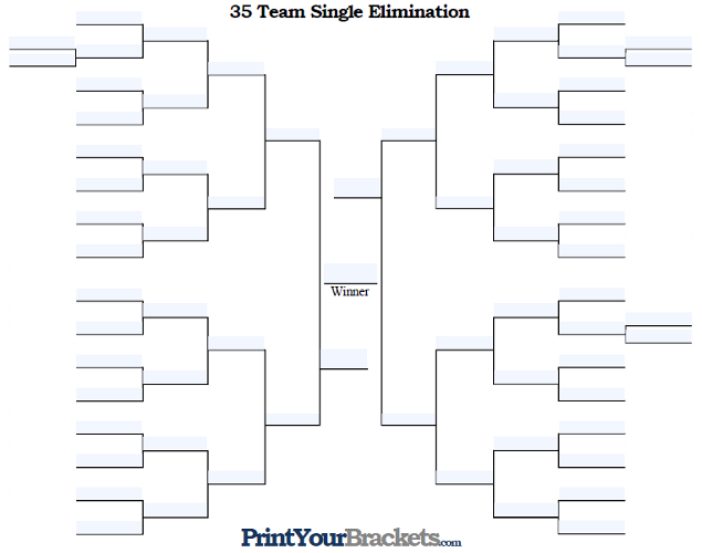 Fillable 35 Team Single Elimination Tournament Bracket