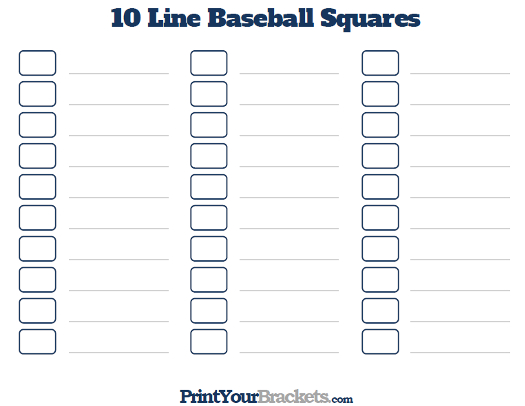 Printable 10 Line Baseball Square Pool