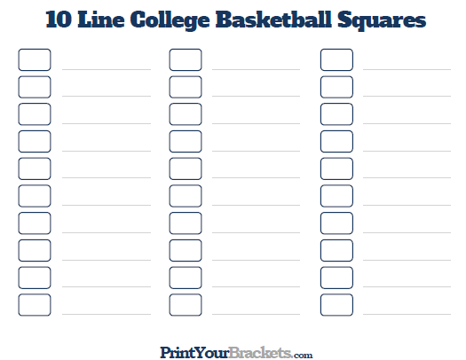 Printable 10 Line March Madness Squares