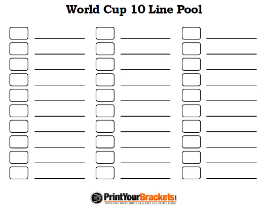 Printable 10 Line World Cup Squares 10 Box Pool