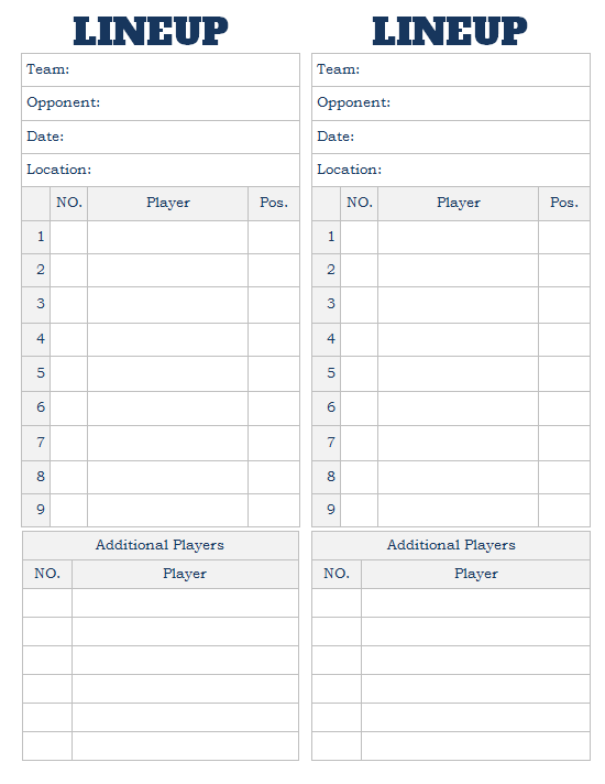 Batting Order Template HQ Printable Documents