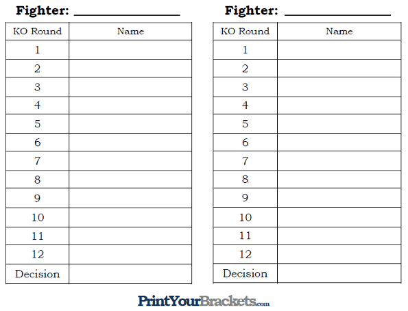 Printable Boxing Scorecard Printable Word Searches