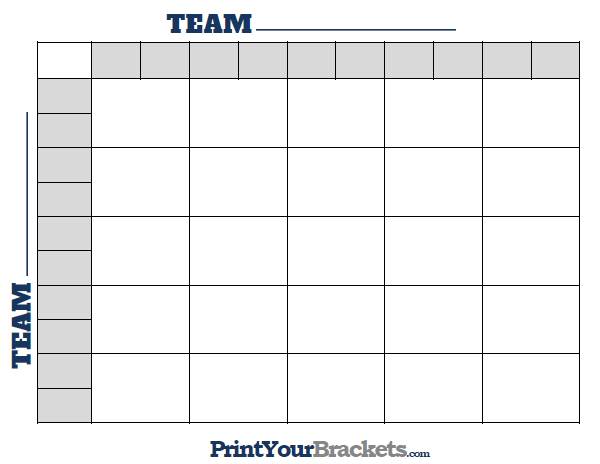 Printable College Football BCS Squares 25 Grid Office Pool