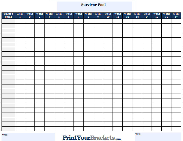 Printable Office NFL Pool Sheet
