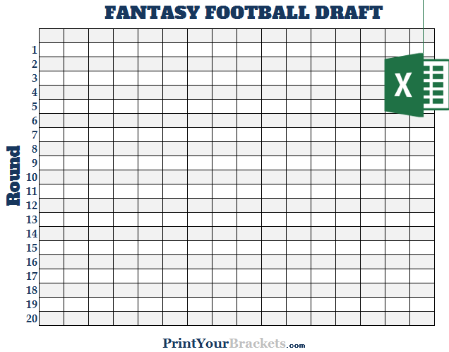Excel 16 Team Fantasy Football Draft Board - Editable