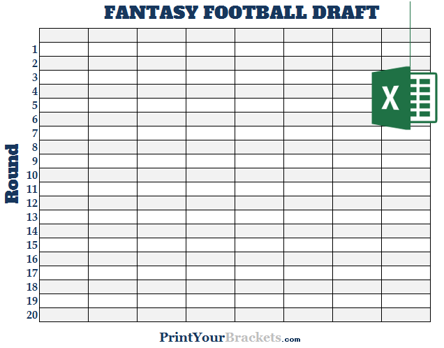 Excel 8 Team Fantasy Football Draft Board - Editable