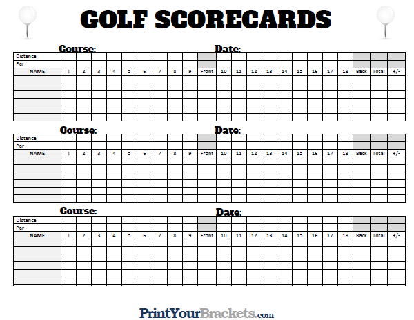 Printable Golf Scorecards - Print Golf Scorecard