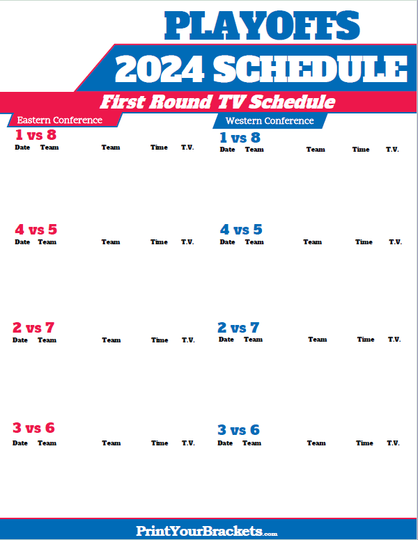 2020 NBA Playoffs TV Schedule - Printable