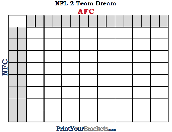 2 Team Dream Football Pool with 64 Squares