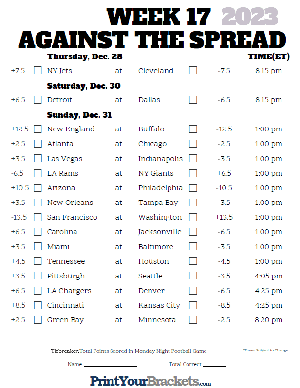 point spread for nfl games week 14