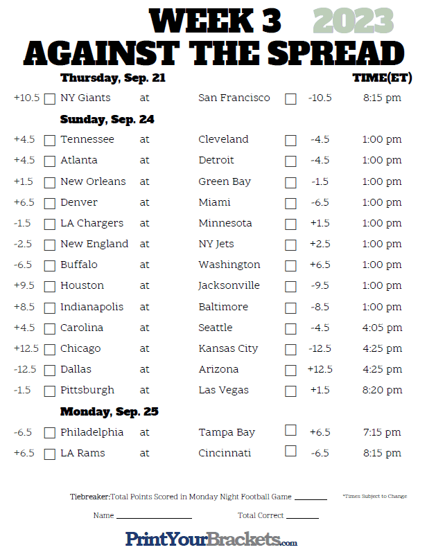 nfl week 10 games with point spreads