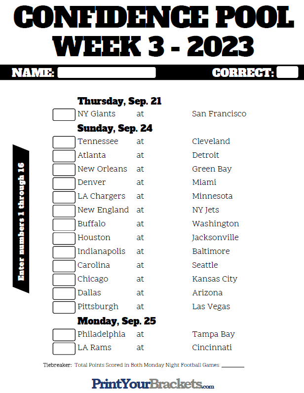 Nfl Week 3 Schedule Printable