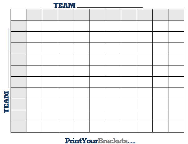 Printable NFL Football Square Grid Office Pool