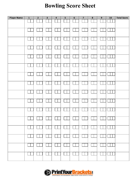 Printable Bowling Score Sheets Print Free Scorecard