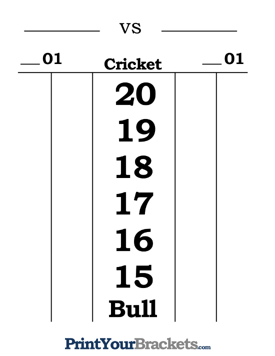 darts cricket score sheet