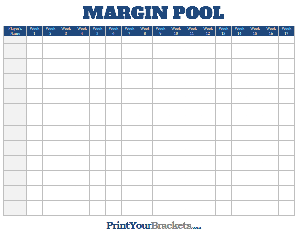 Printable NFL Margin of Victory Pool Pool