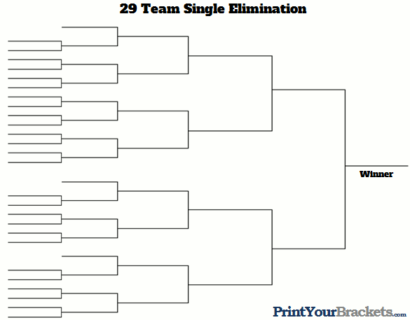 29 Team Single Elimination Printable Tournament Bracket